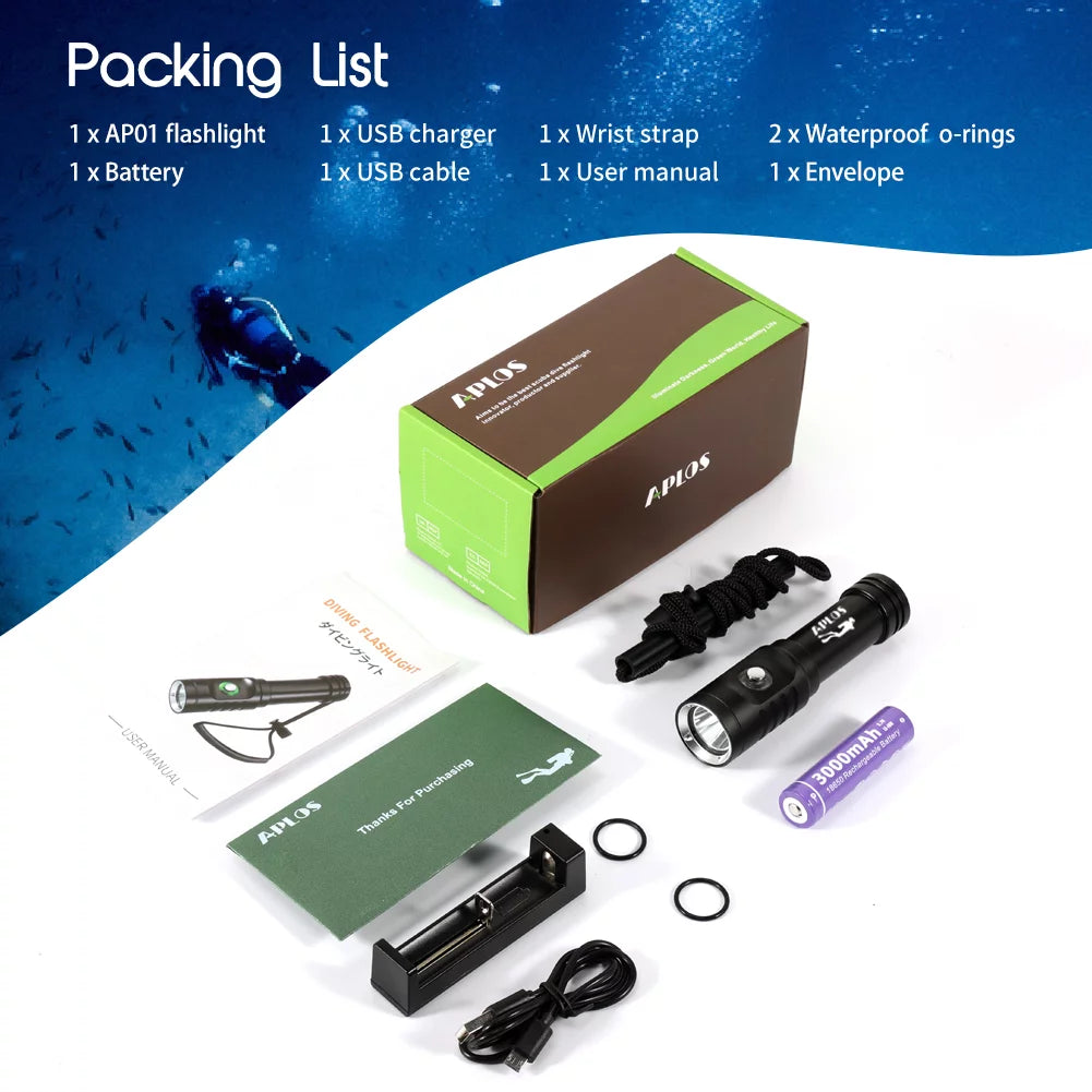 IPX8 Waterproof 1050lm Diving Flashlight I950342