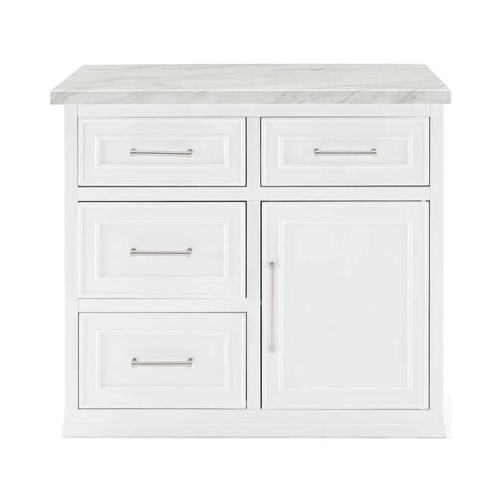 White MDF Wood Kitchen Island K8463