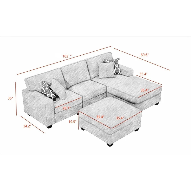 Fabric Reversible Sectional Sofa D21537