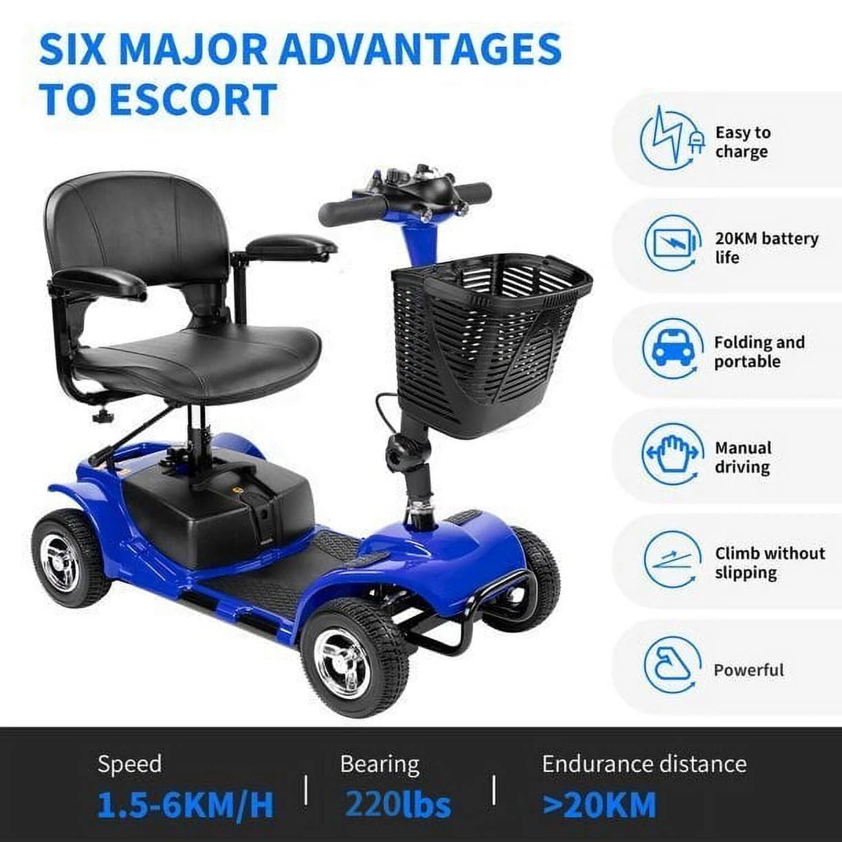 4 Wheel Folding Electric Powered Mobility Scooter P107902