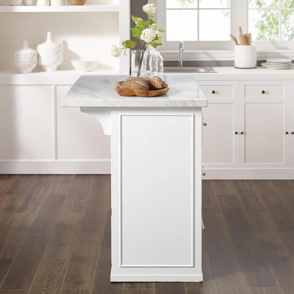 White MDF Wood Kitchen Island K8463