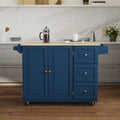 Blue Engineered Wood Kitchen Cart V7224