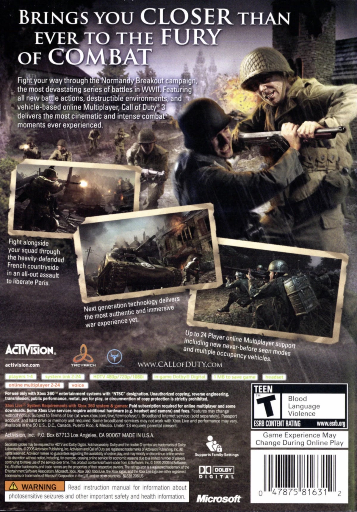 Call of Duty 3 Xbox 360 X303