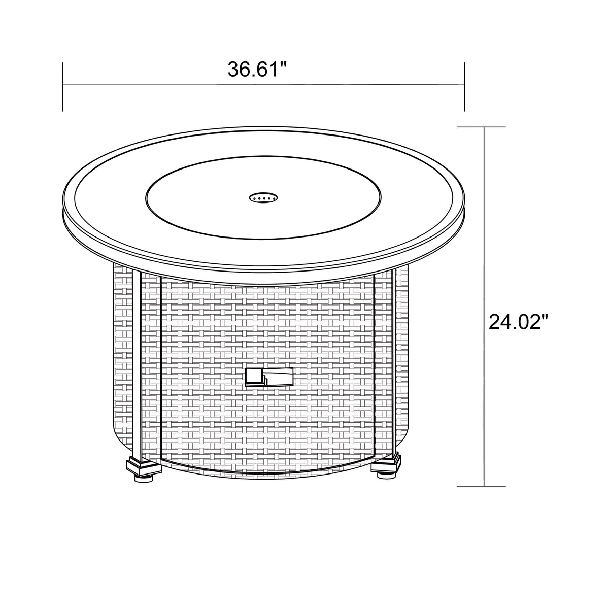 Round 50,000 BTU Propane Gas Fire Pit Table with Glass Beads R122