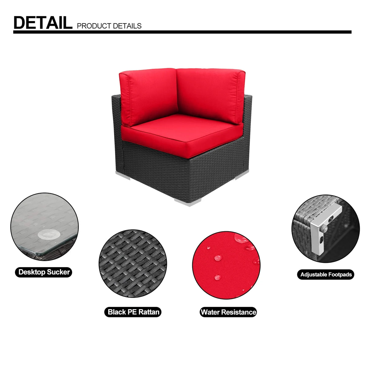 Red 2-Piece Rattan Outdoor Sofa Set Q83885