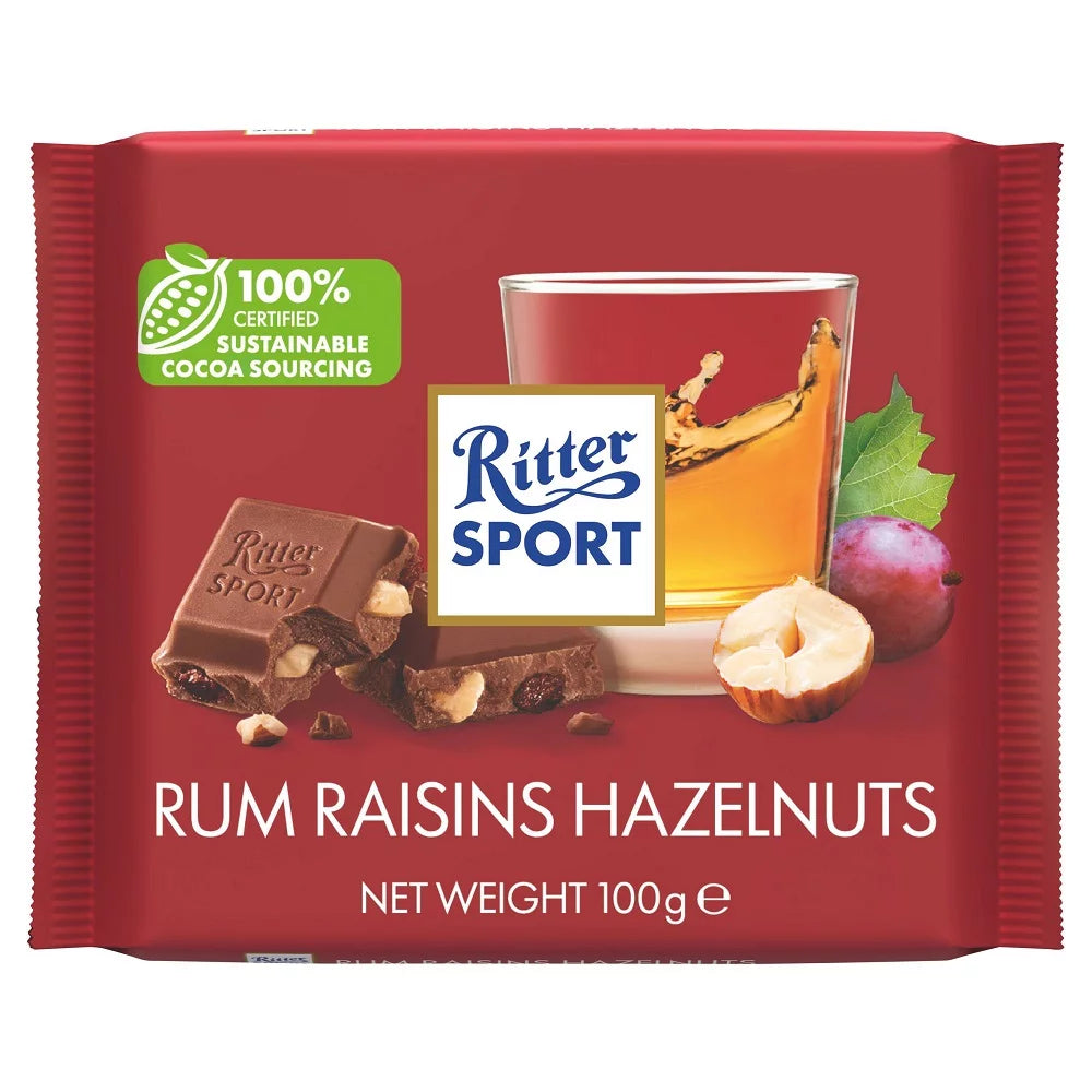 Rum Raisin & Hazelnuts Milk Chocolate 100g Pack of 6 Y4554