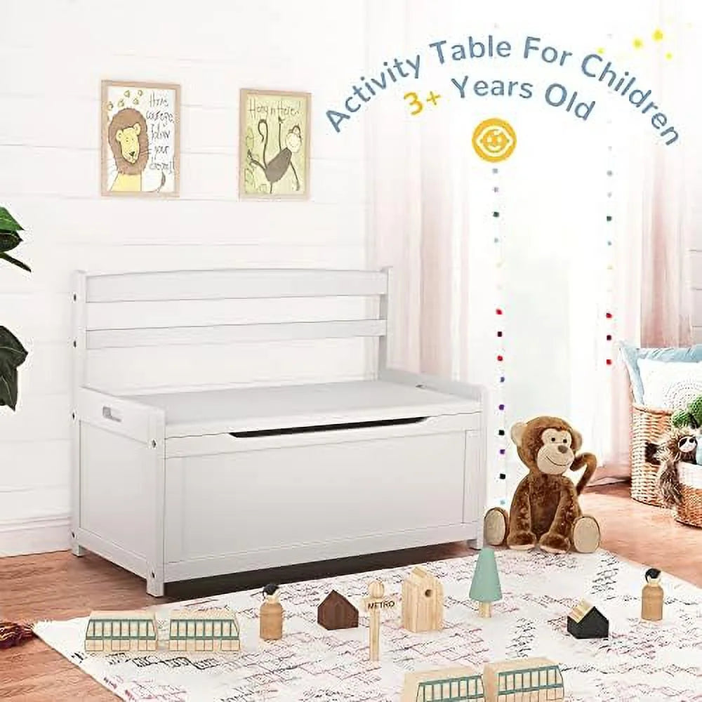 White Rubber Wood Toy Box Z81086