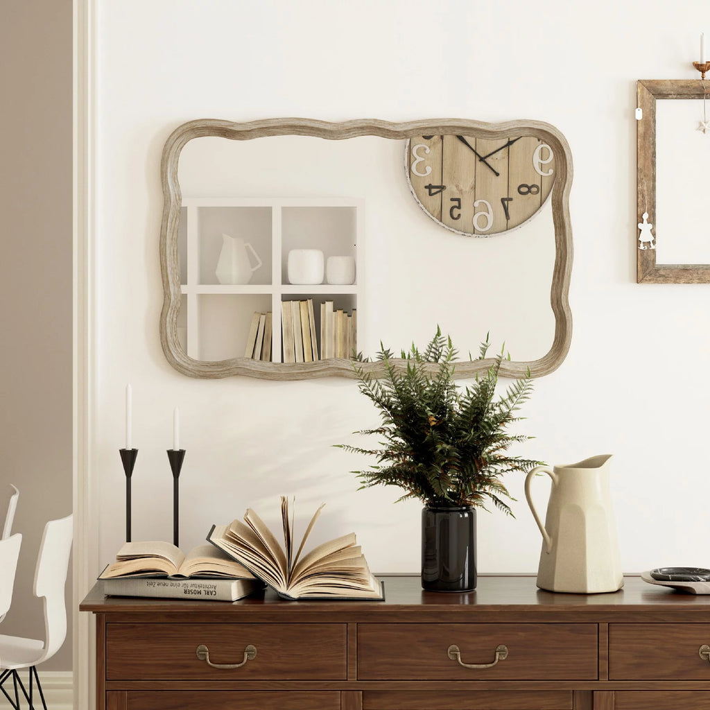 Curved Wood Frame Accent Mirror Z78618