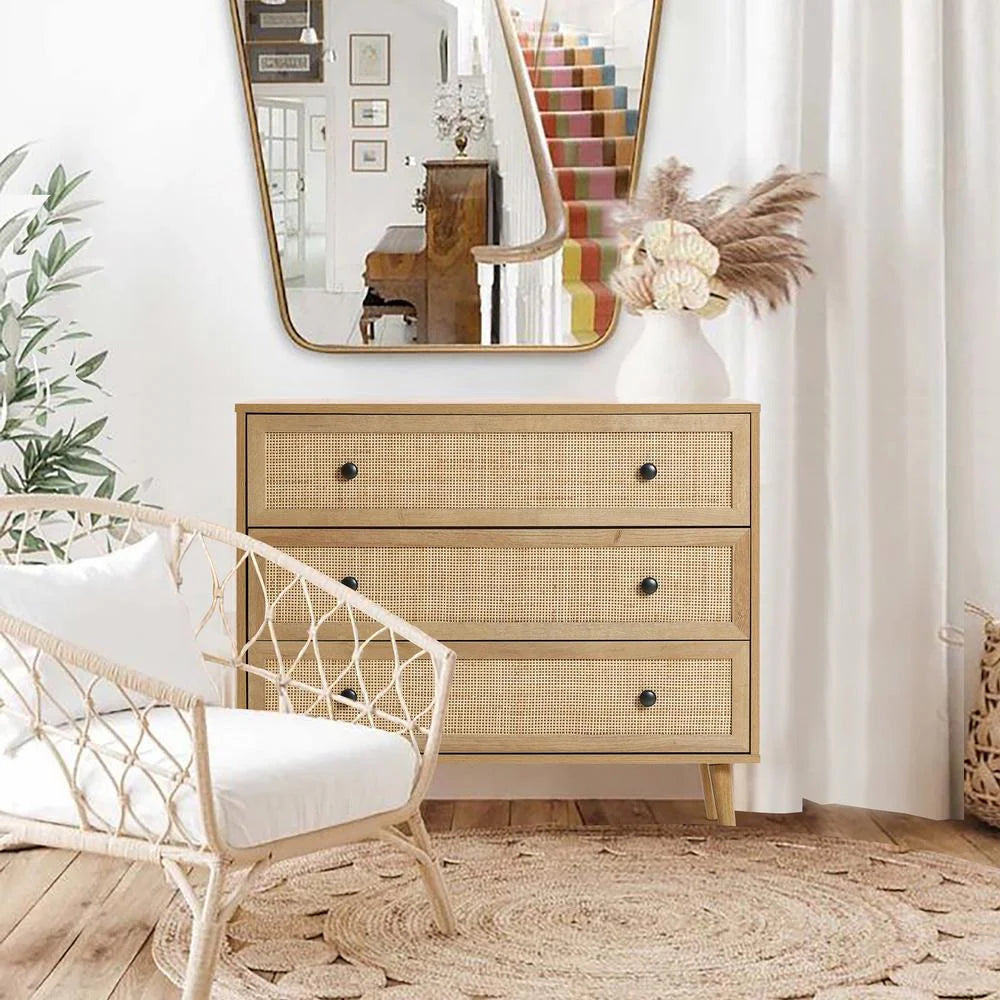 Light Oak Finish 3-Drawer Wood Dresser F9916