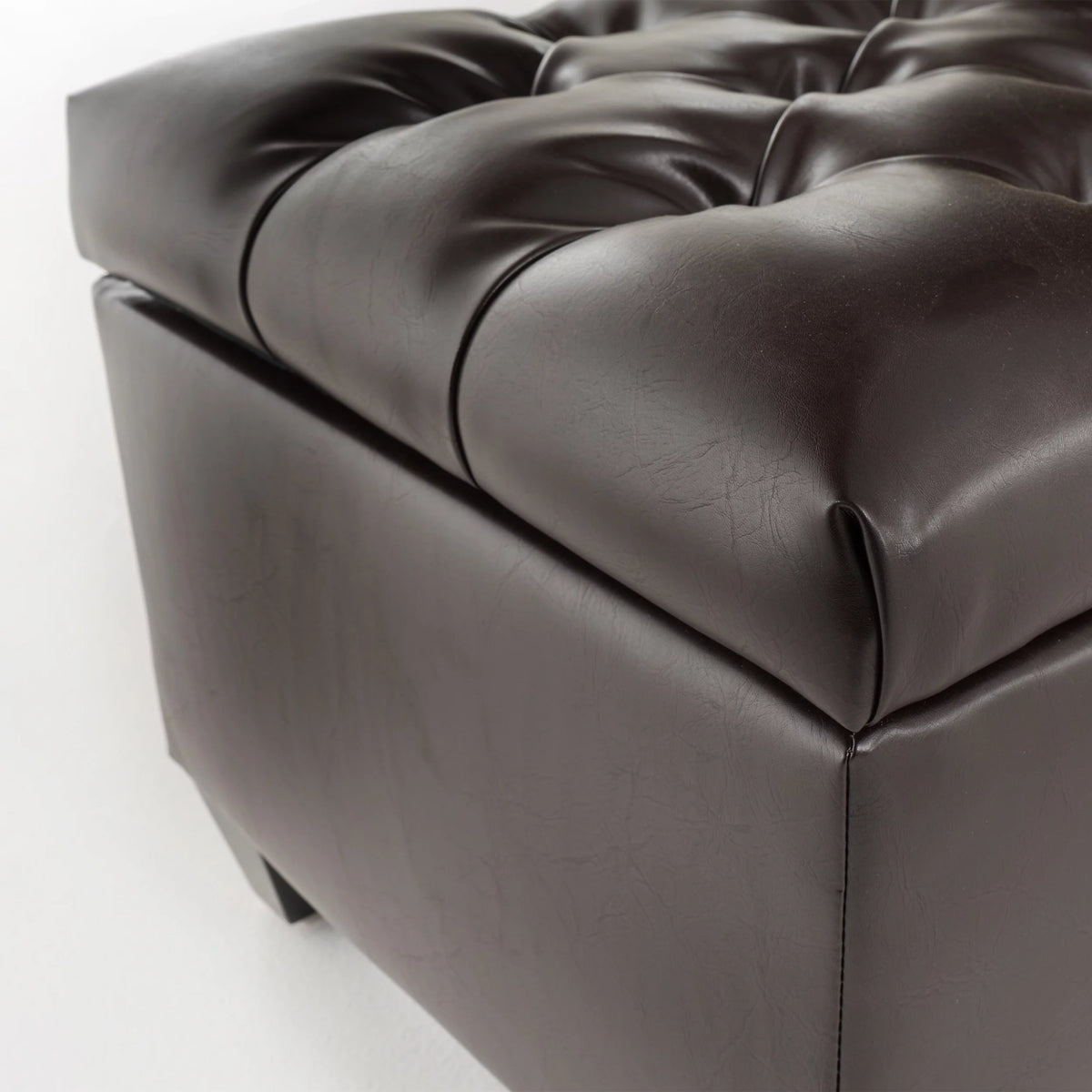 Brown Faux Leather Storage Ottoman Bench M1755