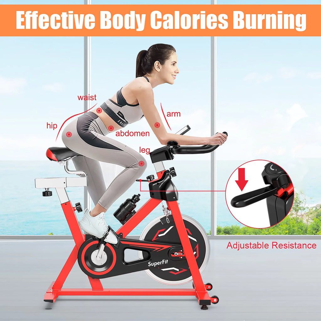 Indoor Fitness Cycling Bike with LCD Monitor Red V710117