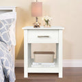 White Wooden Nightstand with Drawer K138183