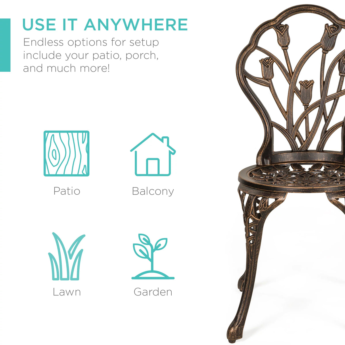 3-Piece Cast Aluminum Patio Bistro Furniture Set H812979