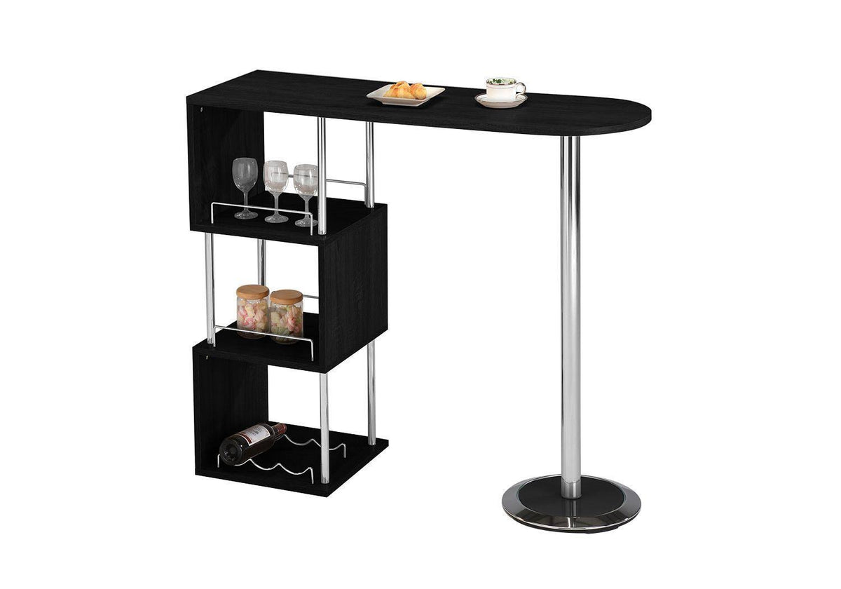 Chrome Finish Bar Table with Storage Shelves C4028