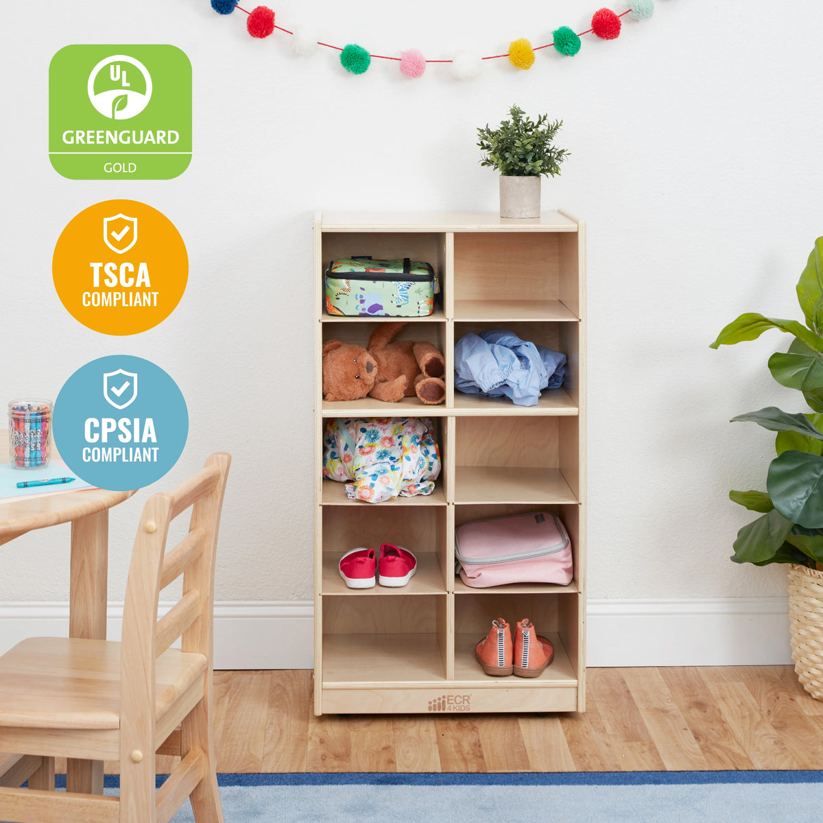 10 Cubby Mobile Tray Storage Cabinet B931