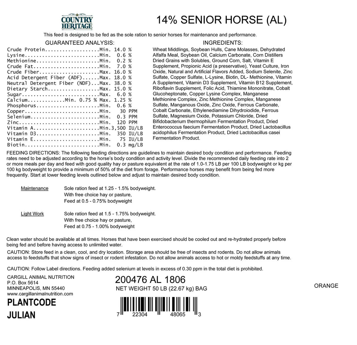Textured Horse Feed 14% 50# W921