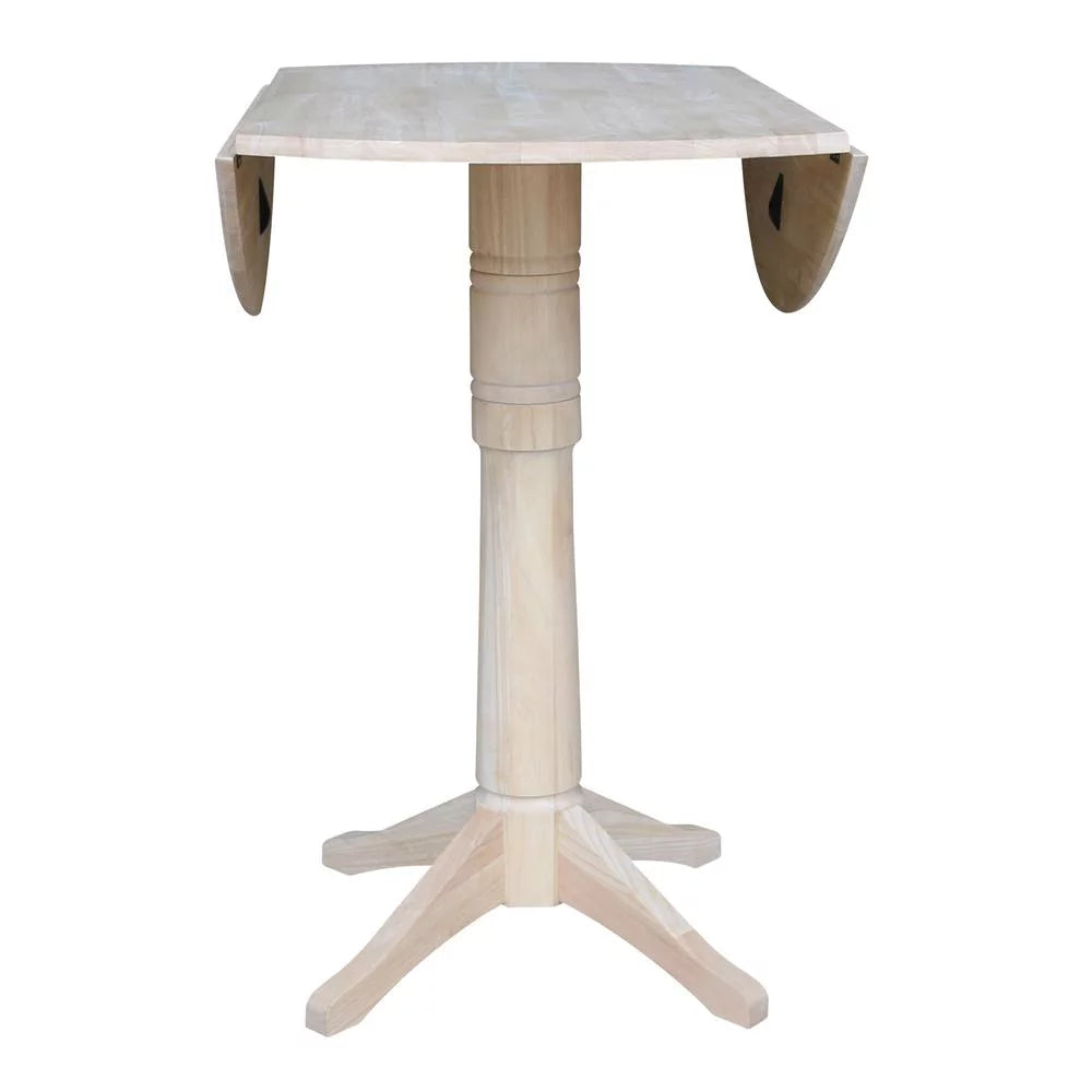 42" Round Solid Wood Dual Drop Leaf Pedestal Table I27949