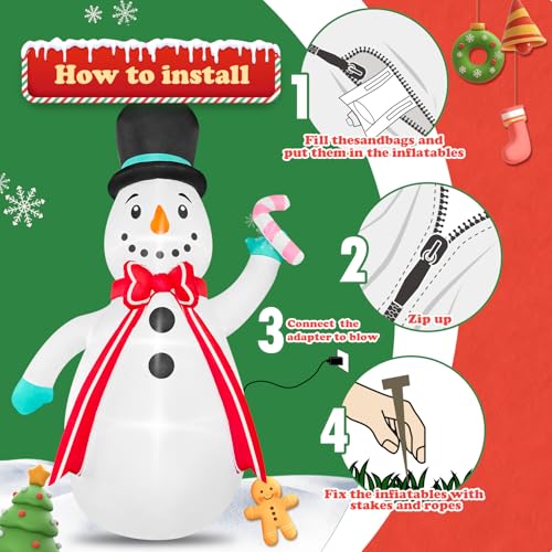 5 FT Christmas Inflatable Snowman Outdoor Decoration with LEDs K4157