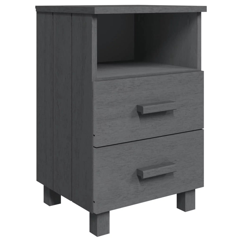 2 pcs Dark Gray Solid Wood Bedside Cabinets M975702
