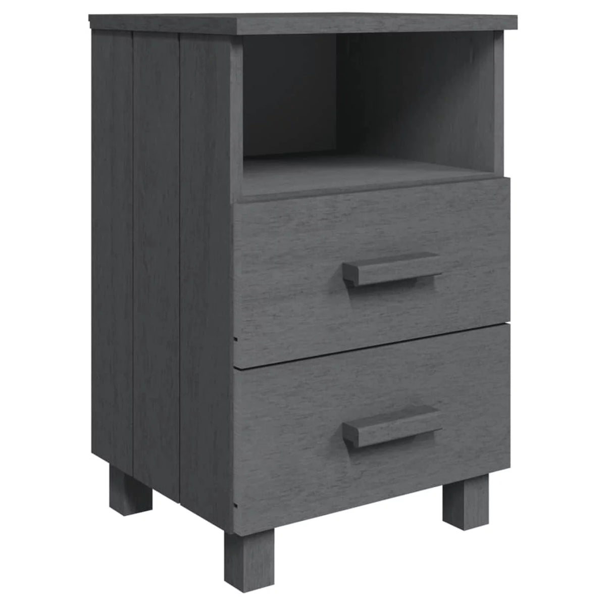 2 pcs Dark Gray Solid Wood Bedside Cabinets M975702