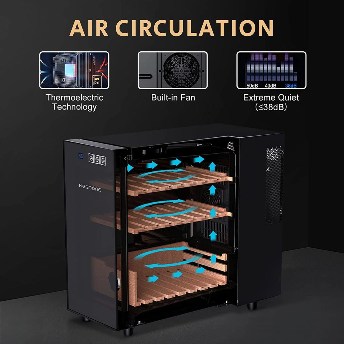 23L Electric Cigar Humidor with Spanish Cedar Wood Shelves P33790