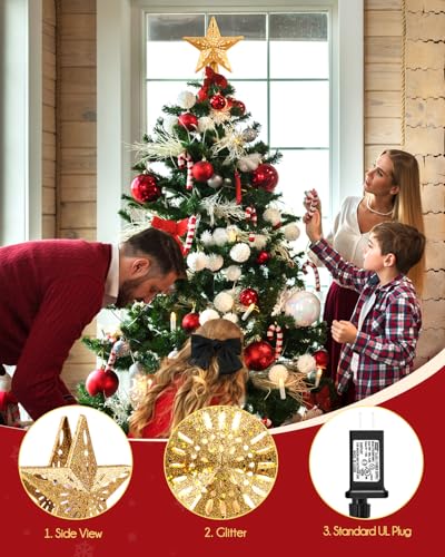 Star Tree Topper with Built-in Led Snowflake Projector Lights Z714