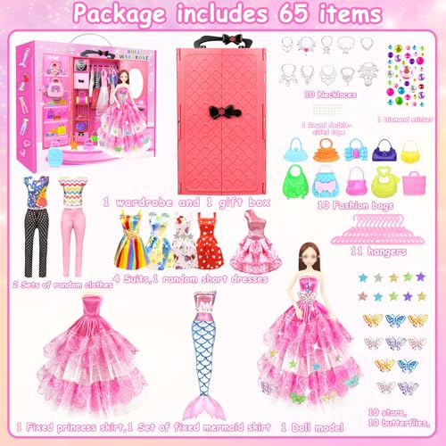 75PCS Doll Clothes and Accessories with Closet for 11.5 Inch Doll X3063