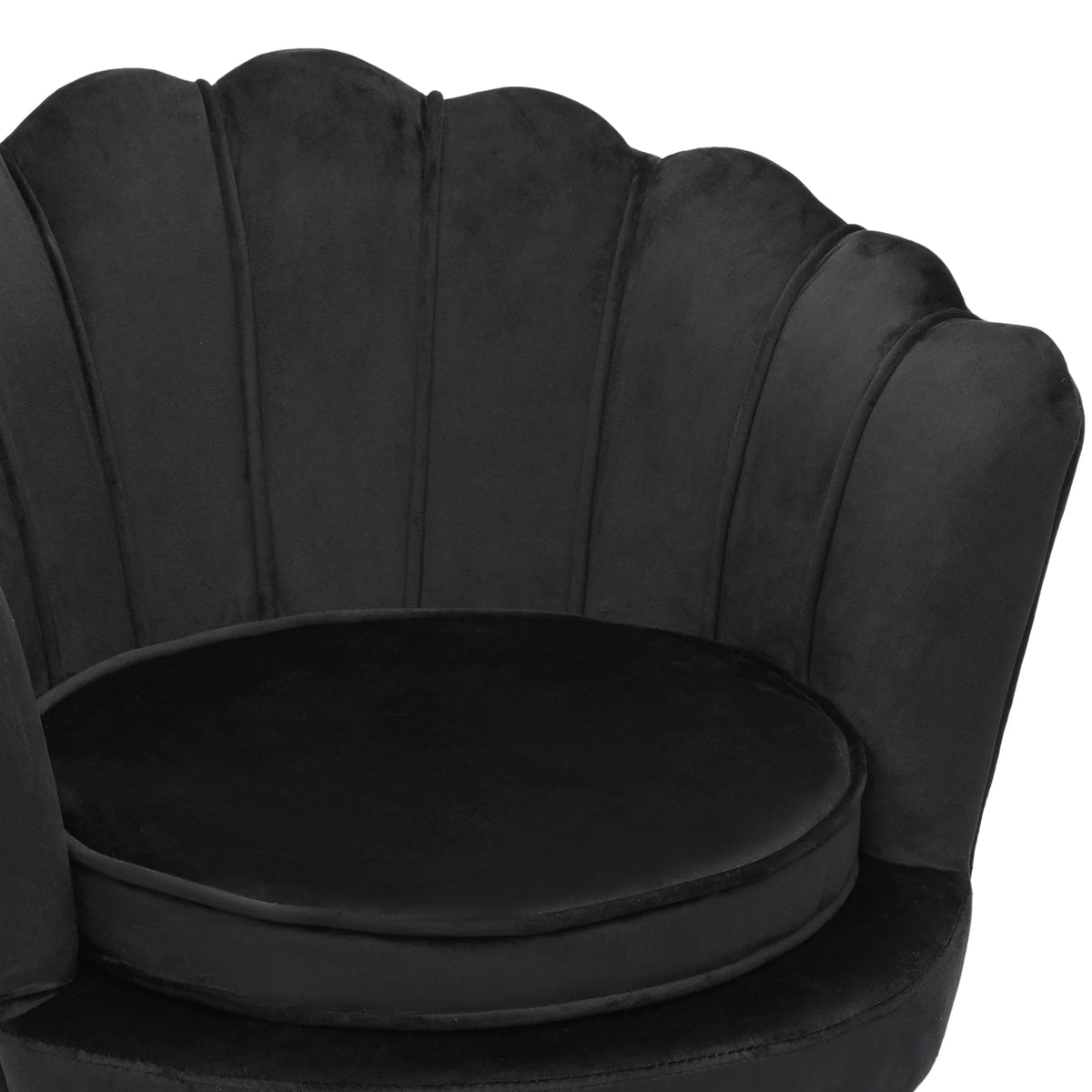 Black Velvet Tufted Accent Chair with Ottoman and Cushion V320589