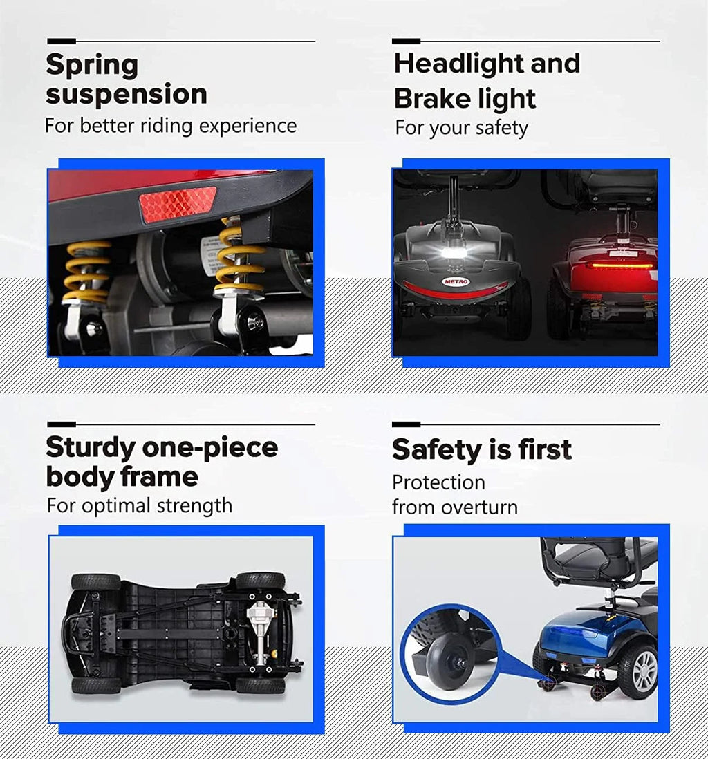 Blue Foldable 4 Wheel Mobility Scooter M360