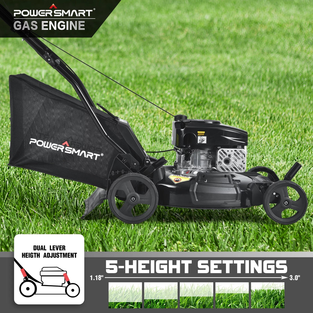 21-inch 3-in-1 Gas Powered Push Lawn Mower with 170cc Engine W72818