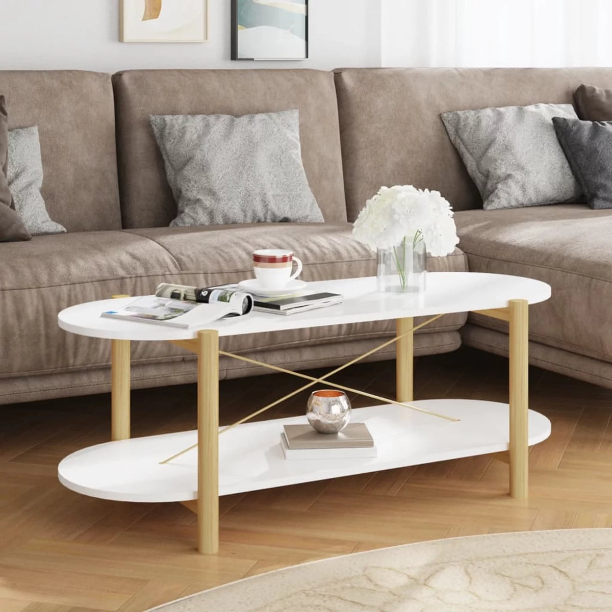 White Engineered Wood Coffee Table U2606