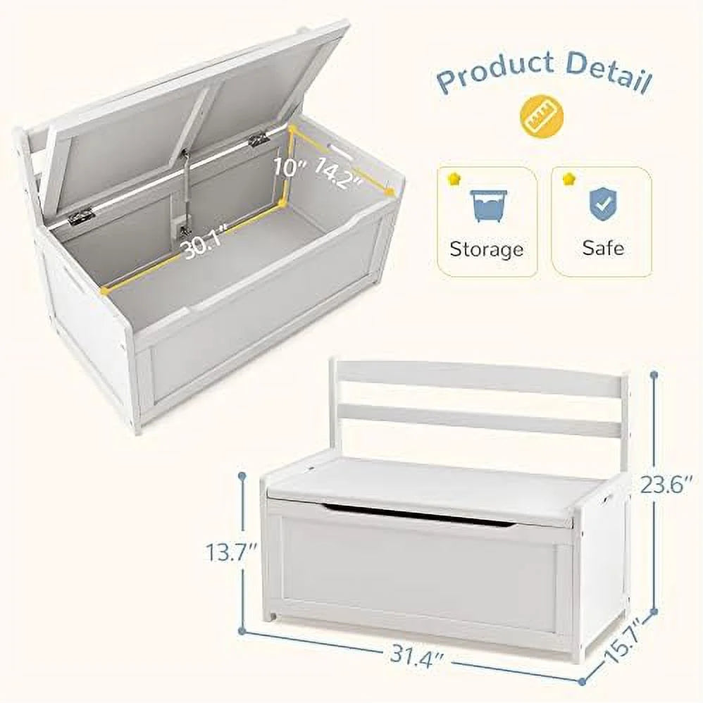 White Rubber Wood Toy Box Z81086