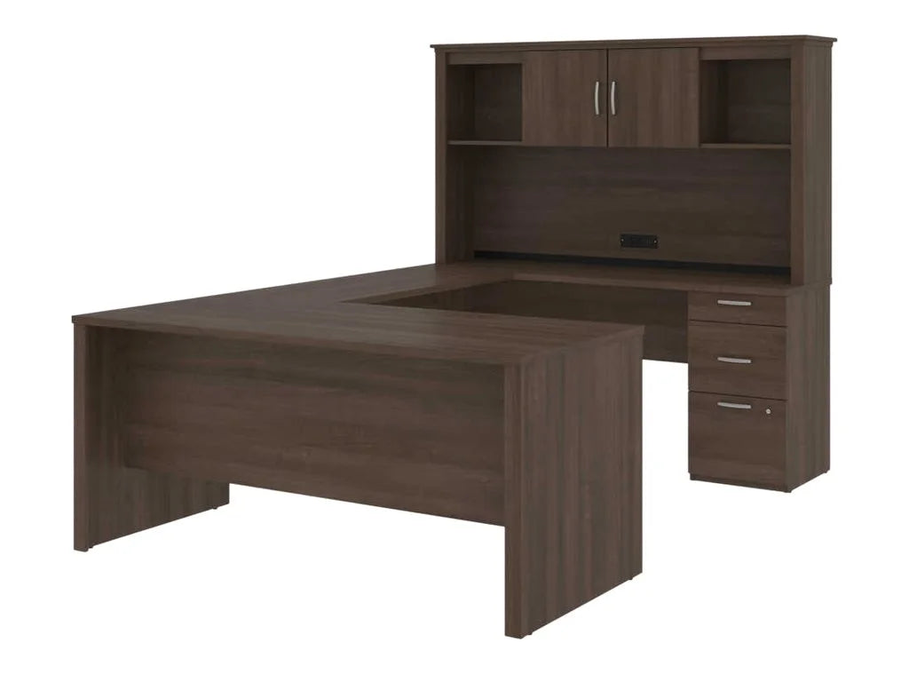 66" U-Shaped Desk and Bookcase K831