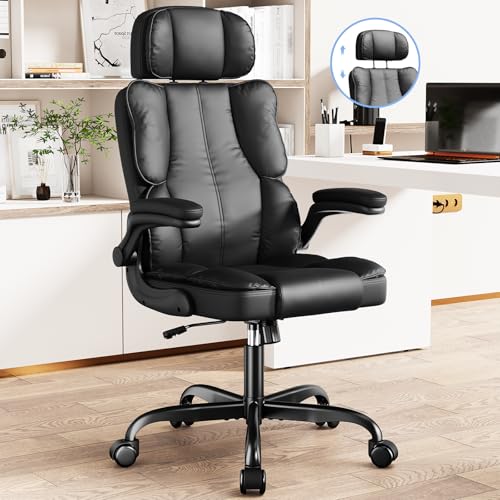 Black Leather Executive Office Chair with Lumbar Support M622
