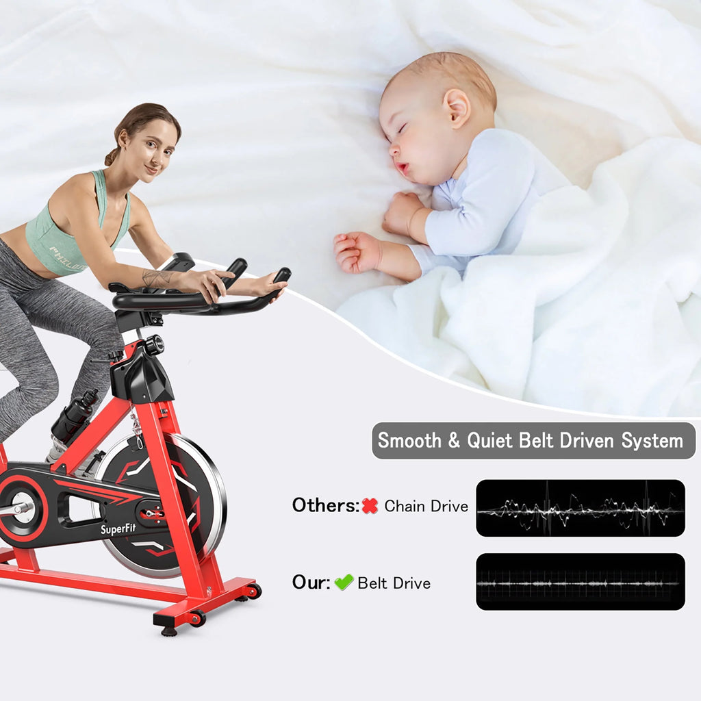 Indoor Fitness Cycling Bike with LCD Monitor Red V710117