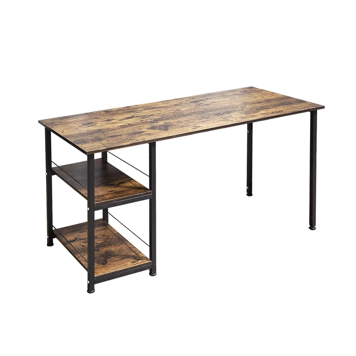 Computer Desk with 2 Tiers Shelves Metal Legs B5930