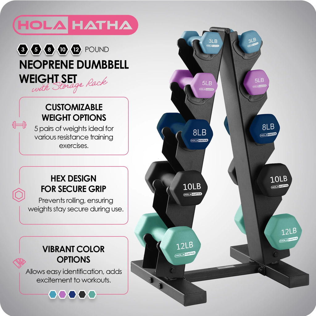 Neoprene Dumbbell Weight Set with Rack Z401988