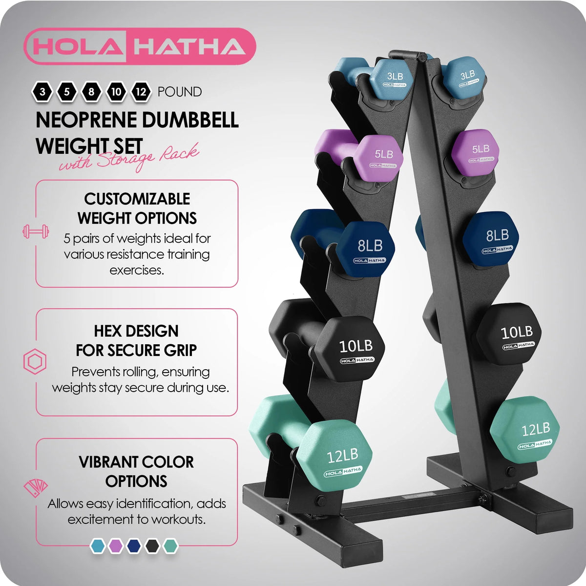 Neoprene Dumbbell Weight Set with Rack Z401988