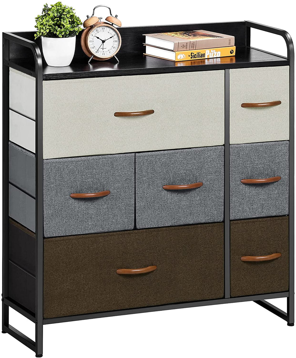 Light Gray 7 Drawer Fabric Dresser C165