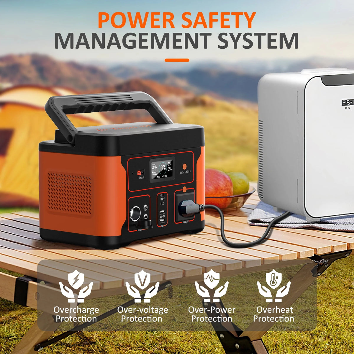 Portable Power Station 600W 550Wh LiFePO4 Battery W3038