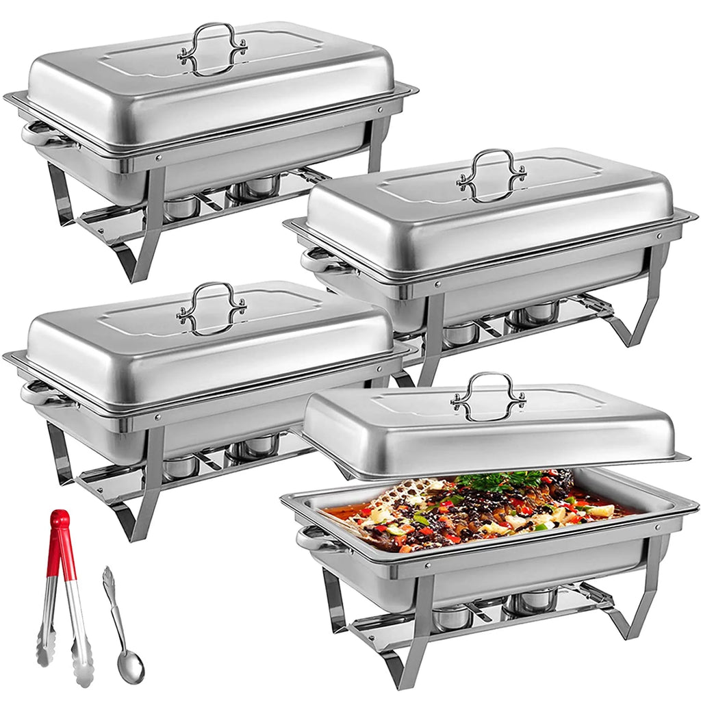 9L Stainless Steel Full Size Rectangular Chafing Dish 4 Packs Y4208