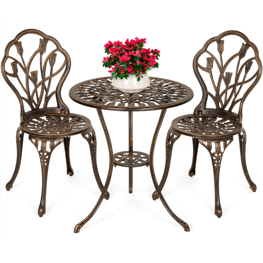 3-Piece Cast Aluminum Patio Bistro Furniture Set H812979