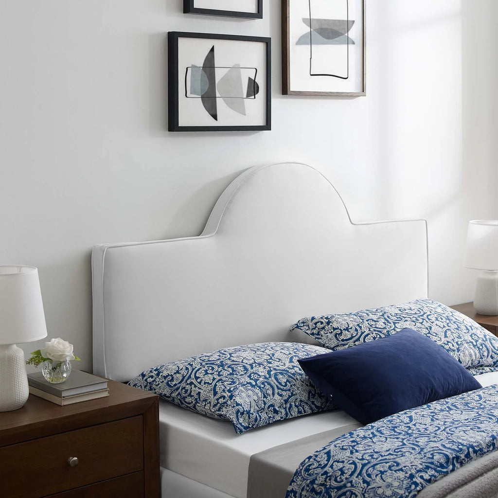 King/California King White Velvet Headboard O494