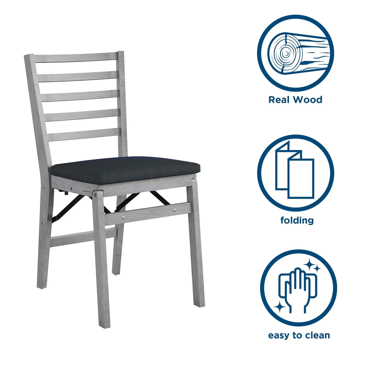 Gray Wash 2-Pack Wood Folding Chair N856915