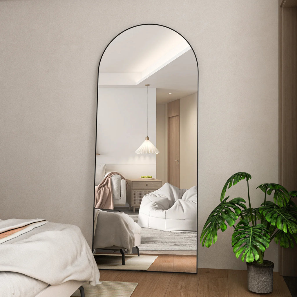 Arched Full Length Floor Mirror 65''x24'' Black A7291