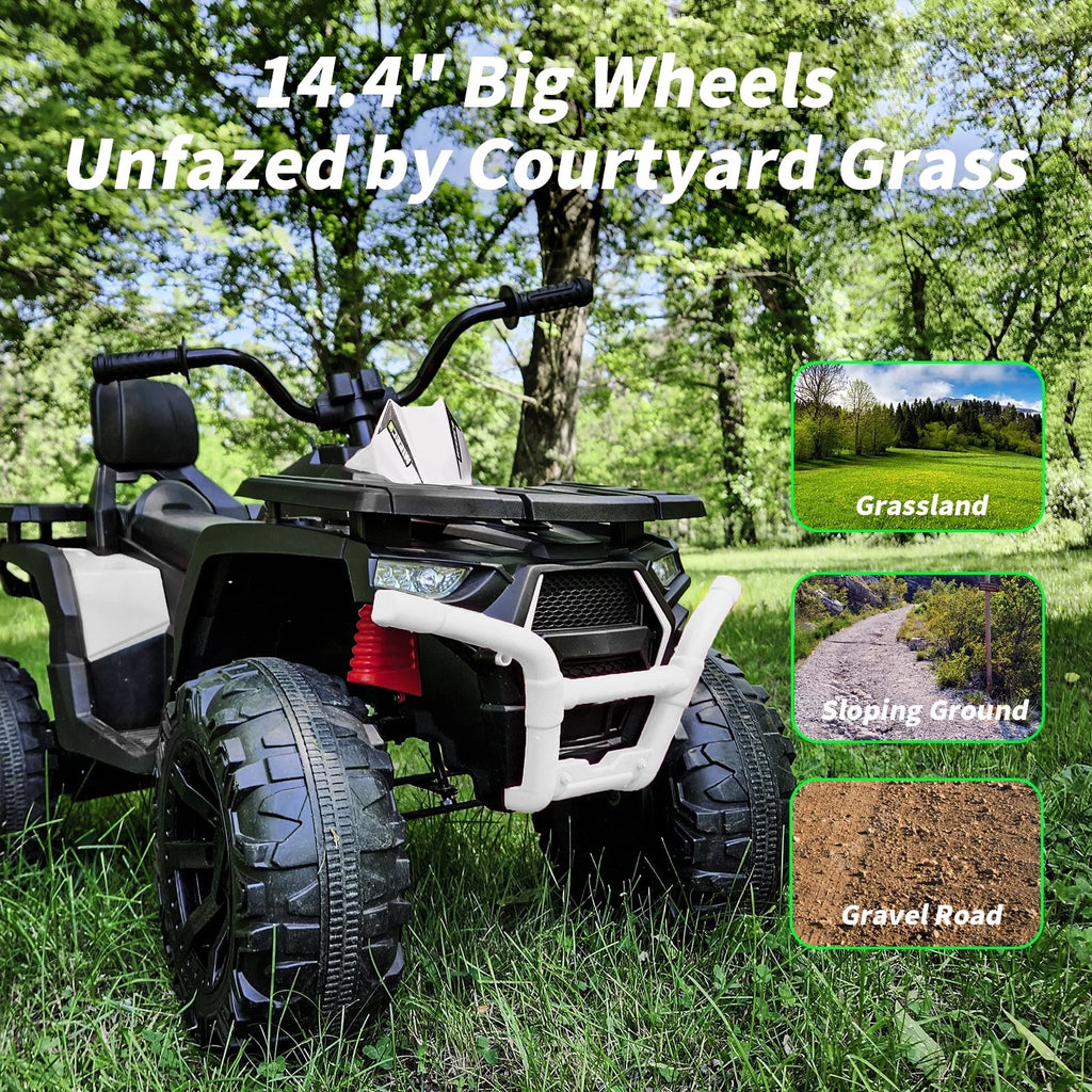 24V Kids ATV 4-Wheeler with 400W Motor, 2 Seater - Black L965