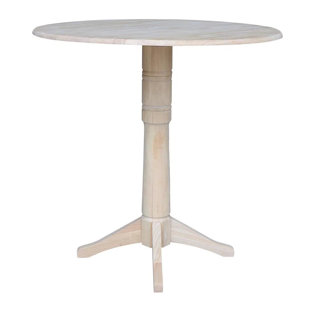 42" Round Solid Wood Dual Drop Leaf Pedestal Table I27949