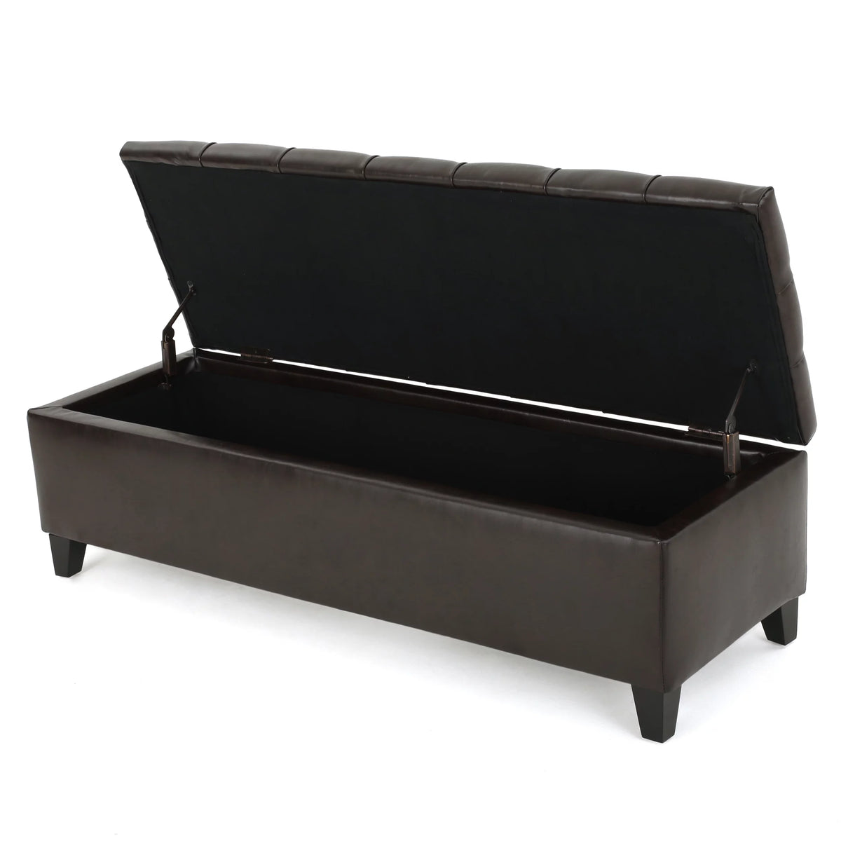 Brown Faux Leather Storage Ottoman Bench M1755