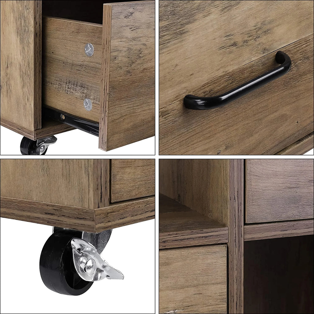 Wooden 2 Drawer File Cabinet with Wheels B738298