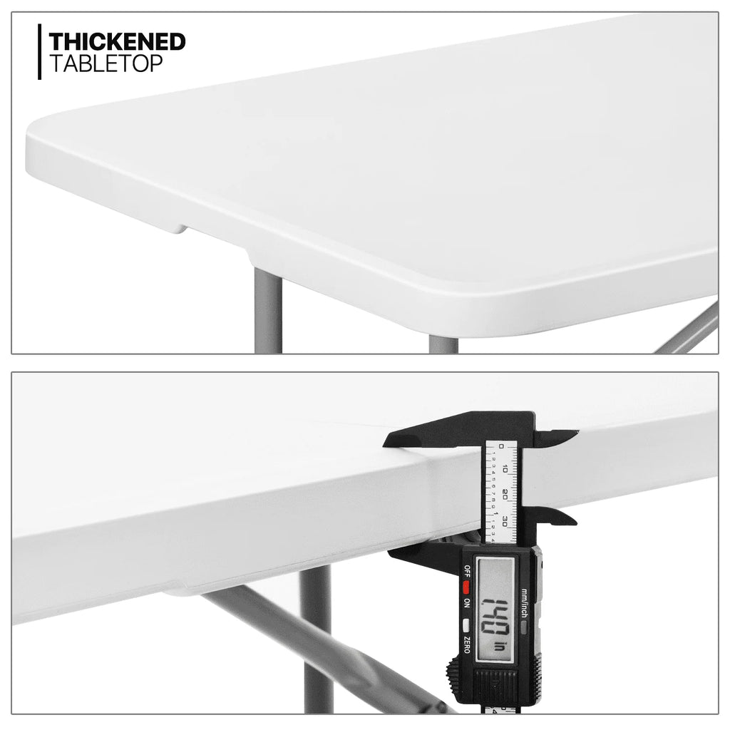 5 Pack 8Ft White Folding Plastic Utility Table Q447659